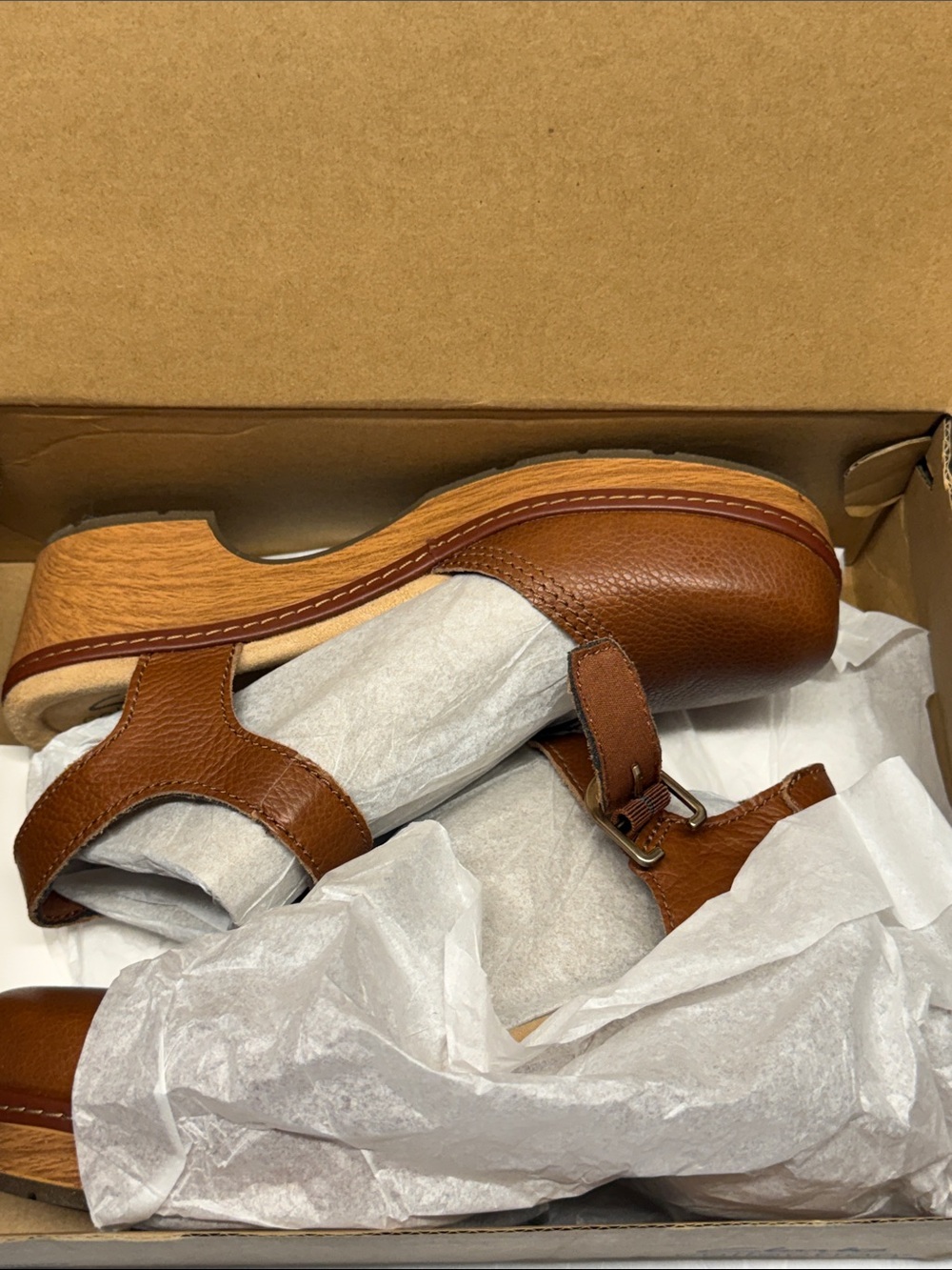 Clarks PAIZLEE BAY Tan Brown Leather Mary Jane Clog Mule SZ 7.5W - Picture 6 of 9